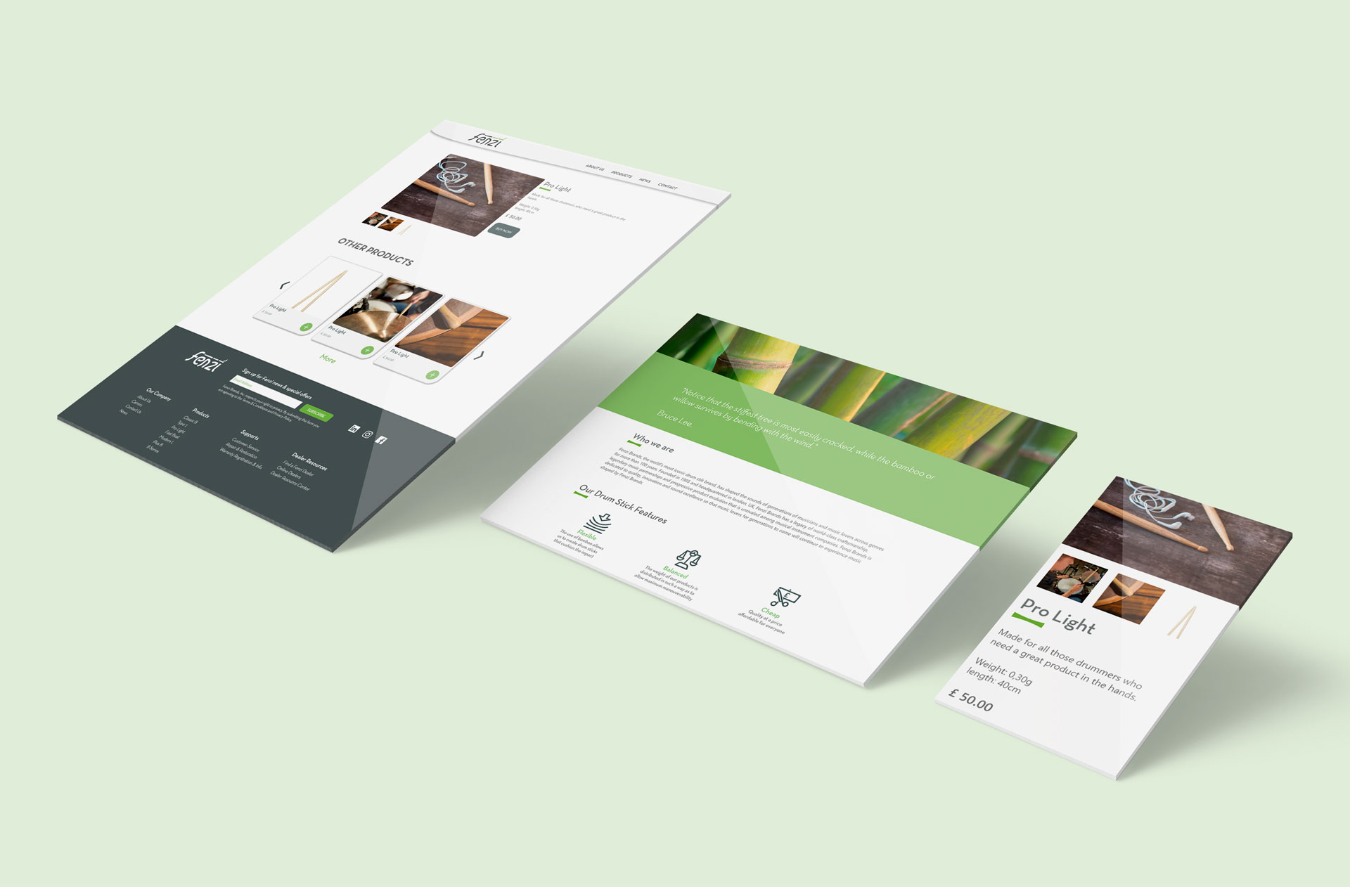 Sito web Fenzi mockup