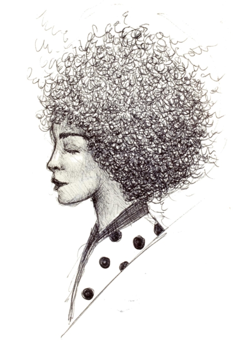 Ritratto di profilo di una ragazza riccia