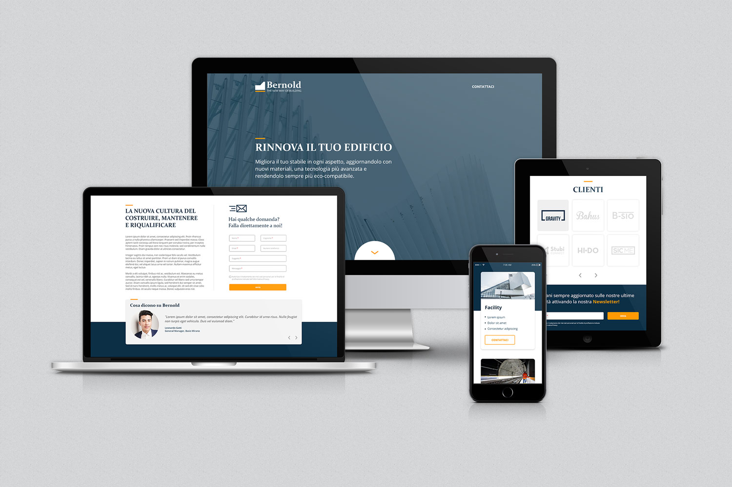 Landing page Bernold mockup tutti i device